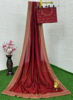 Blooming Vichtra Silk Red Wedding Wear Zari Work Saree